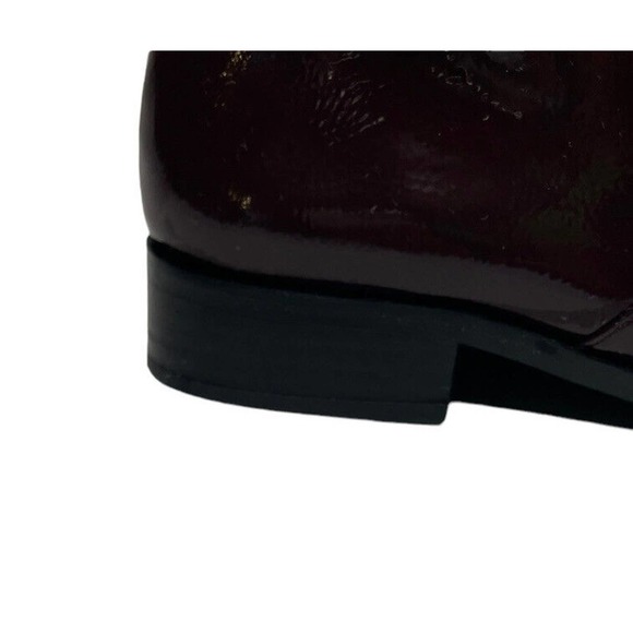 Franco Sarto Riddick Booties Burgundy Plum Patent Leather Side Zip Buckles 8.5 - Picture 2 of 11